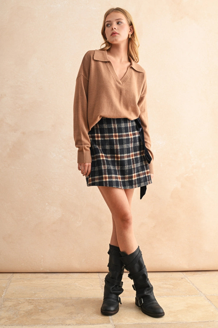 PLAID WRAP SKIRT