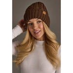 BROWN CABLE KNIT DESIGN BEANIE