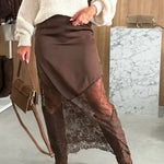 LACE PATCHWORK MIDI SKIRT