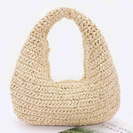 FAUX STRAW BRAIDED BINDLE BAG