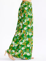 WOMEN'S ELASTIC WAIST FRONT POCKETS FLORAL PALAZZO PANTS