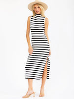 WOMENS SLEEVELESS MOCK NECK MAXI DRESS
