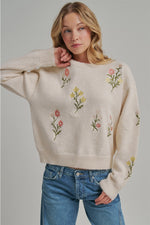 SCATTERED FLORAL EMBROIDERED SWEATER