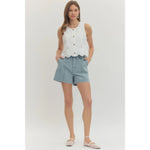 SOLID WOVEN SHORTS -LT. BLUE