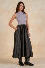 MOCK NECK RIBBED TOP DRESS