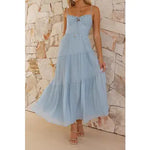 SKY BLUE SPAGHETTI-STRAP TIERED MAXI DRESS