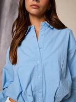 BUBBLE HEM BUTTON UP SHIRT WHITE