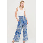 SMOCKED WAIST FLORAL PANTS