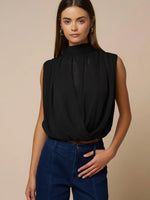 SLEEVELESS DRAPED TOP WITH BACK NECK TIE