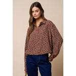 POLKA DOT ELASTICIZED HEM SHIRT