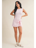 SLEEVELESS WRAP TIE FRONT DRESS PINK