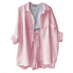 LONG SLEEVE WITH SHORT BUTTON DOWN SET PINK