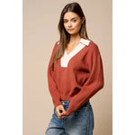 CORDUROY COLLARED LONG SLEEVE SEATER
