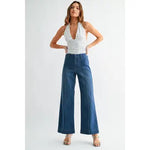 PINTUCK HIGH RISE JEANS WIDE LEG