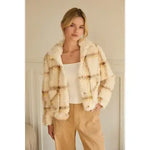 FAUX SHERPA PLAID BUTTON DOWN SHIRT JACKET