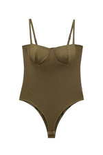 SWEETHEART NECKLINE BODYSUIT OLIVE