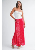 POLKA DOT FLORAL MIX MAXI SKIRT RED POLKA DOT