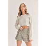 PLAID PRINTED SHORTS WITH PLEATED SKIRT