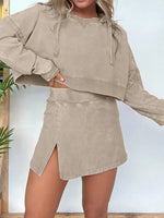 CROPPED HOODIE AND SKIRT SET