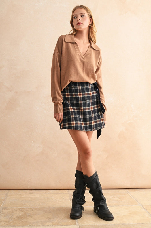 PLAID WRAP SKIRT
