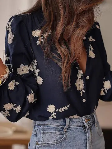 FLORAL DETAIL BUTTON UP BLOUSE