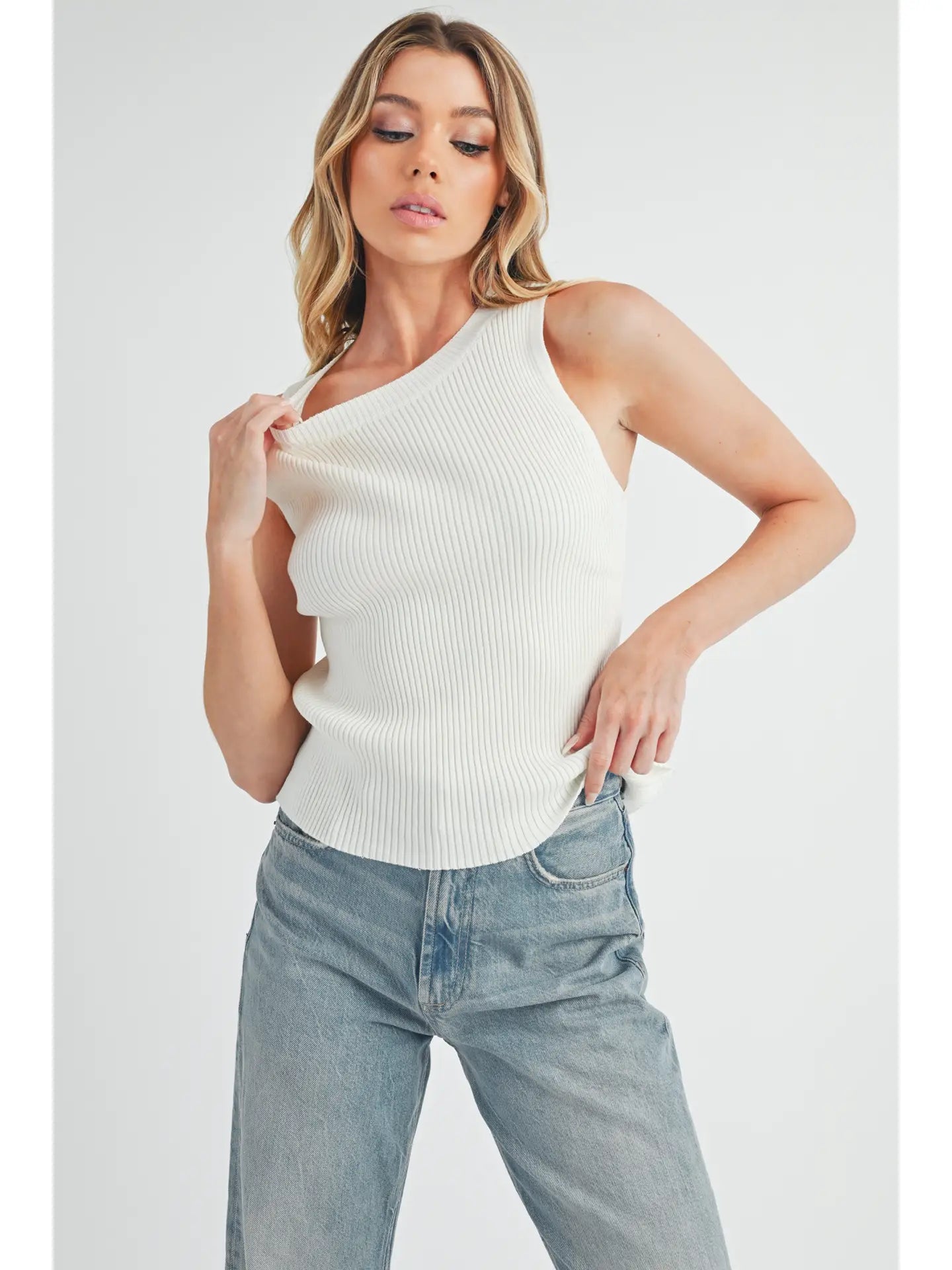 JADINE KNIT TOP TANK TOP WHITE