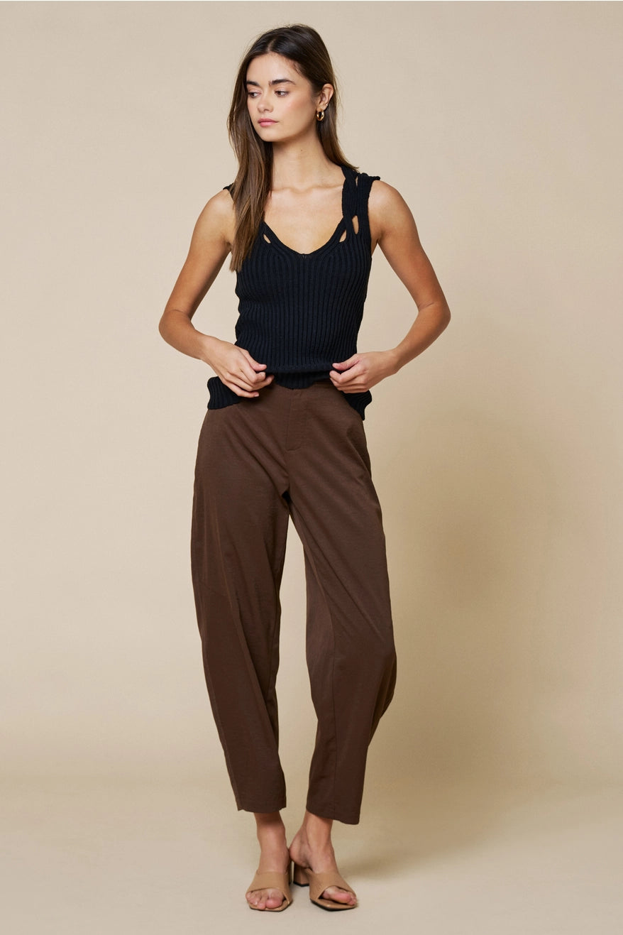 HIGH WAIST TAPERED PANTS WITH POCKETS