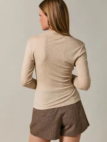 MOCK NECK LONG SLEEVE KNIT TOP
