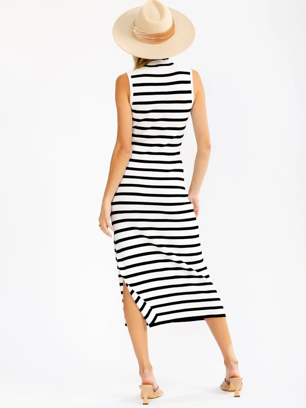 WOMENS SLEEVELESS MOCK NECK MAXI DRESS