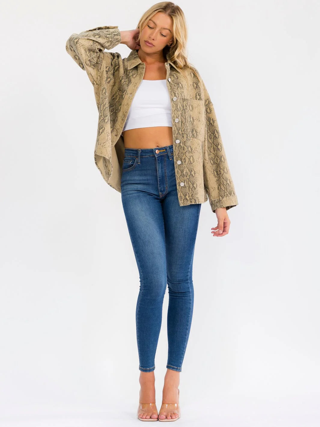 DENIM PRINT SNAKE JACKET