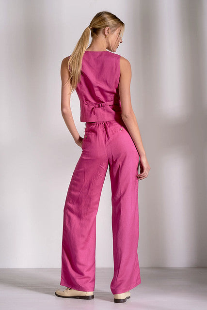 FUCHSIA HALTER VEST AND PANTS