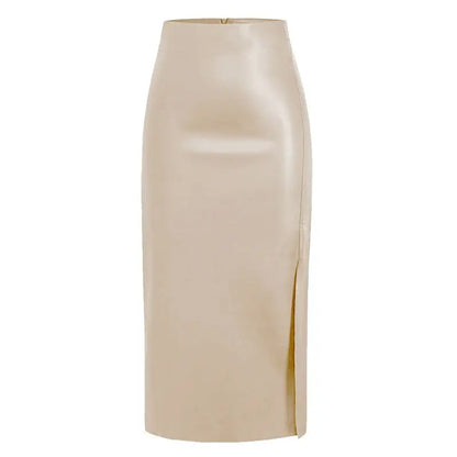 LEATHER MIDI SKIRT