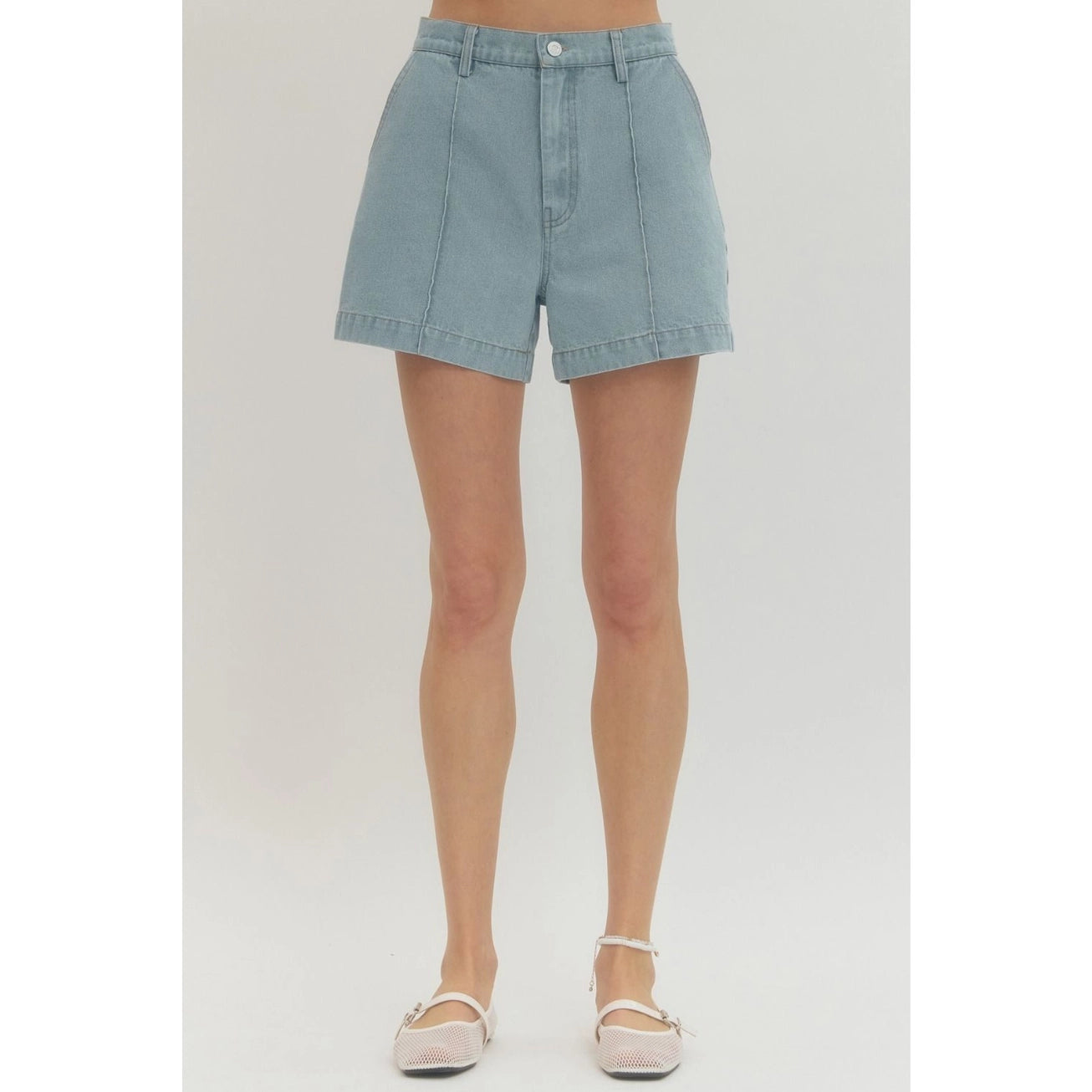 SOLID WOVEN SHORTS -LT. BLUE