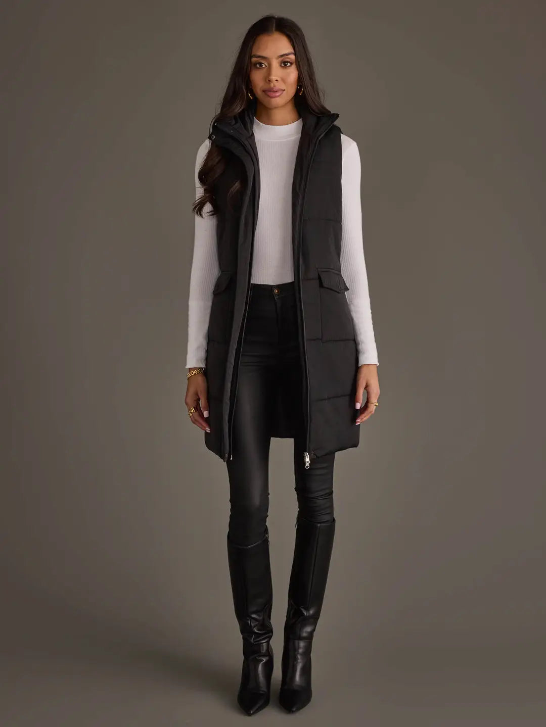 BLACK LONG VEST