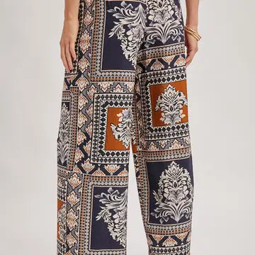 BOHO PRINT WIDE LEG PANTS