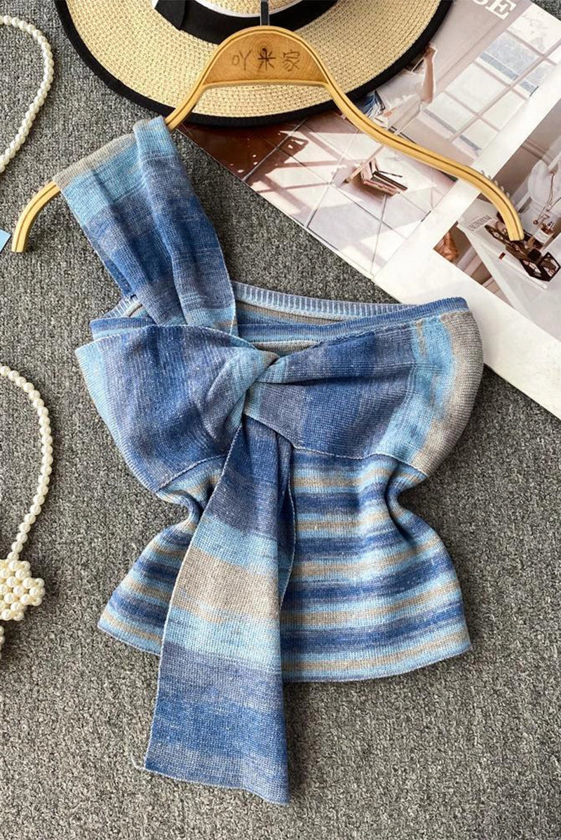 STRIPED BOW TIE TANK TOP BLUE