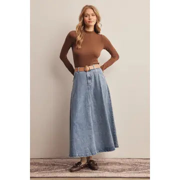 STRETCH RIBBED MOCK NECK TOP