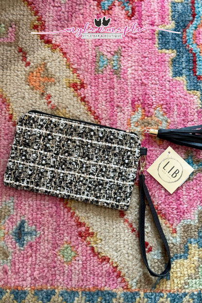 Hana Tweed Wristlet Bag