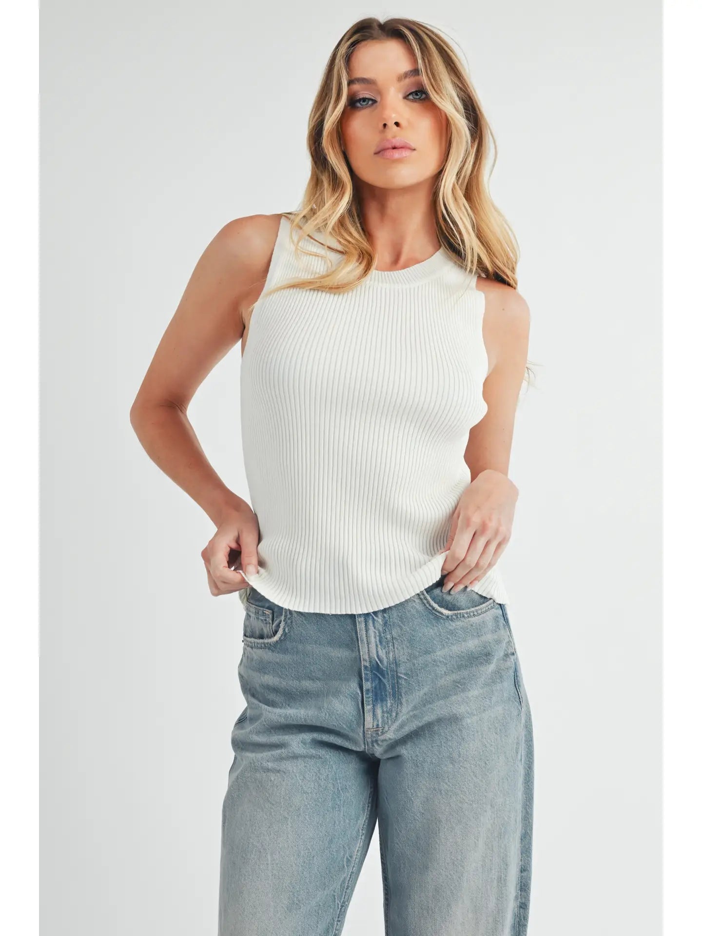 JADINE KNIT TOP TANK TOP WHITE