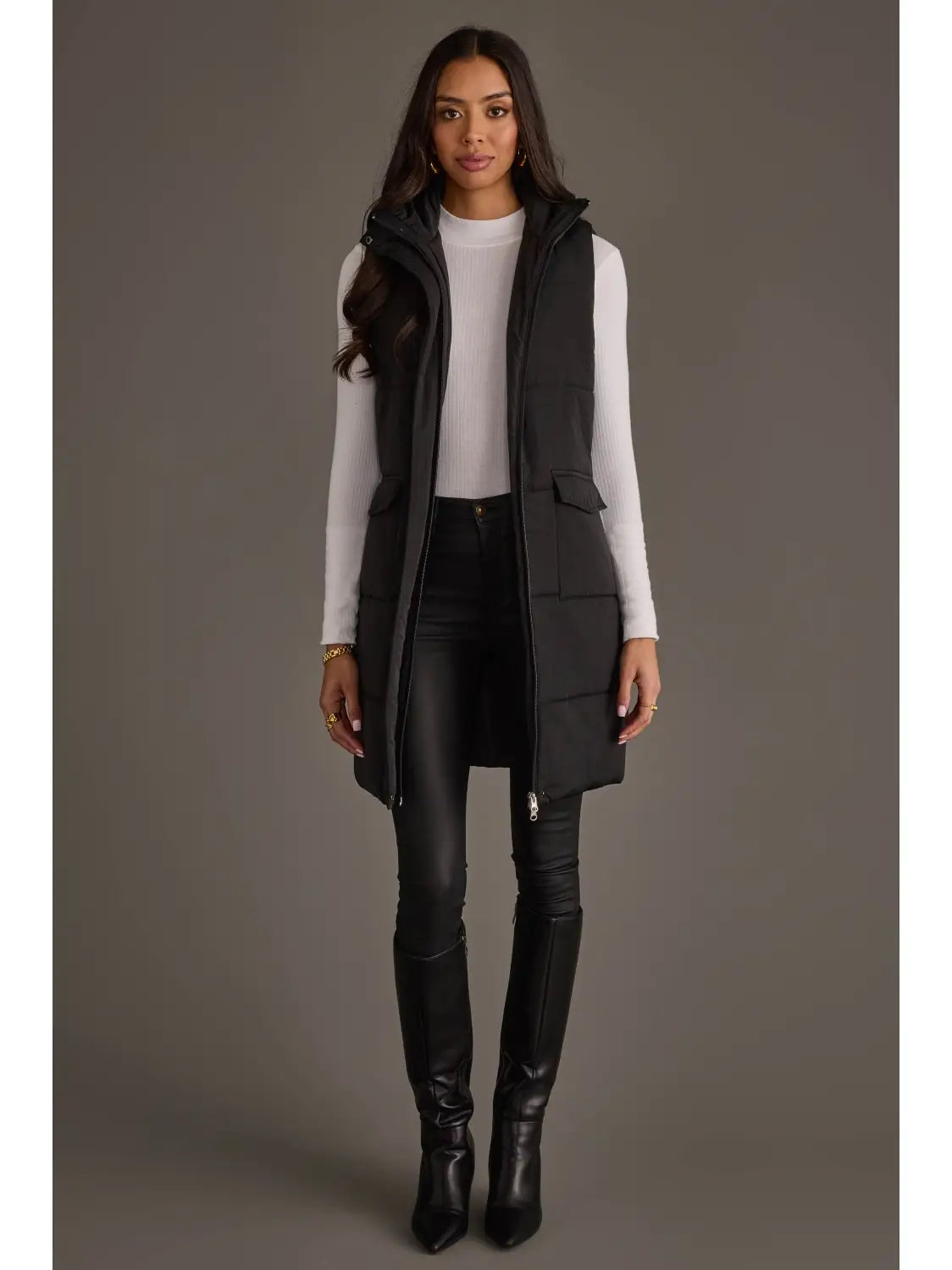 BLACK LONG VEST