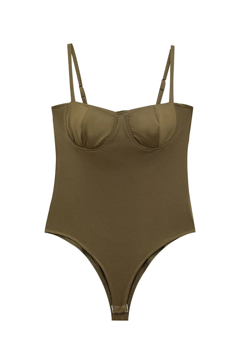 SWEETHEART NECKLINE BODYSUIT OLIVE