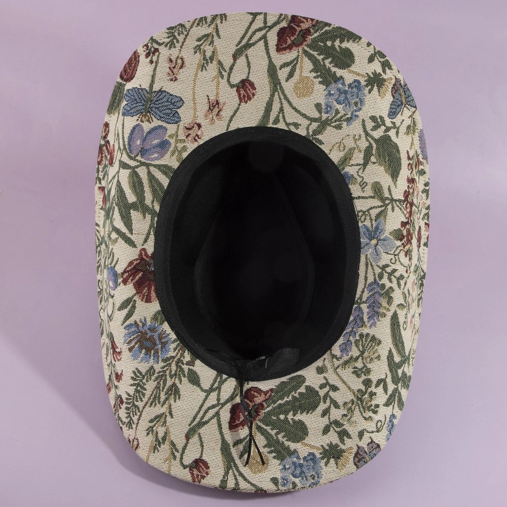SCRIPT FLORAL COWBOY HAT