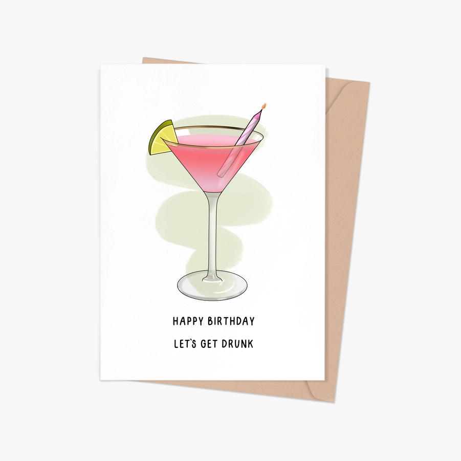 Cosmo Martini Birthday Card