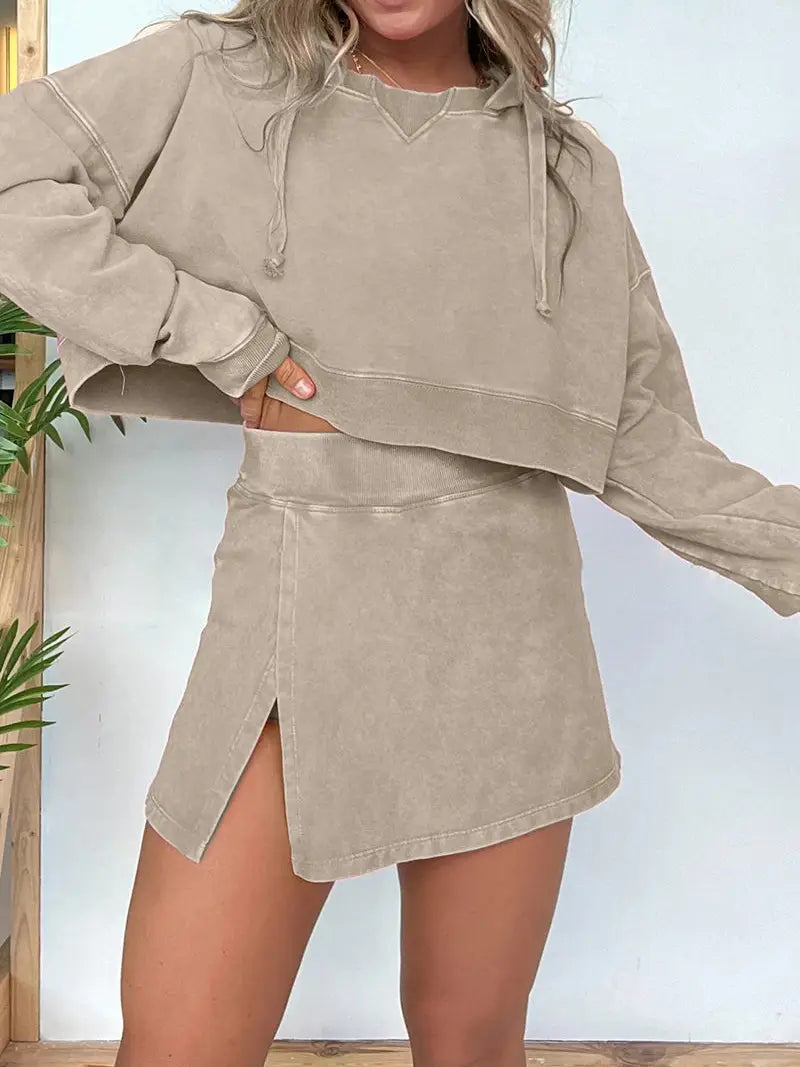 CROPPED HOODIE AND SKIRT SET